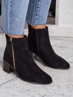 Best Botki damskie Boronne Botki Z Delikatnym Ociepleniem|Botki Na Słupku