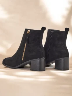 Best Botki damskie Boronne Botki Z Delikatnym Ociepleniem|Botki Na Słupku