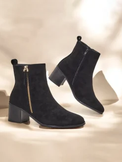 Best Botki damskie Boronne Botki Z Delikatnym Ociepleniem|Botki Na Słupku