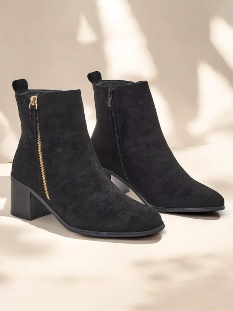 Best Botki damskie Boronne Botki Z Delikatnym Ociepleniem|Botki Na Słupku