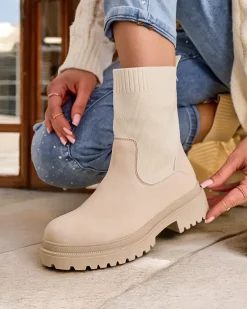 Outlet Botki damskie wsuwane Dorino Botki Z Delikatnym Ociepleniem|Nowość