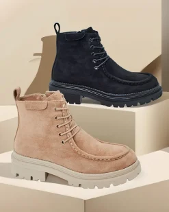 Best Botki damskie sznurowane Rullose Botki Z Delikatnym Ociepleniem|Botki Sznurowane