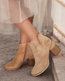 Online Botki damskie eko zamszowe Ovi Botki Z Delikatnym Ociepleniem|Botki Na Słupku