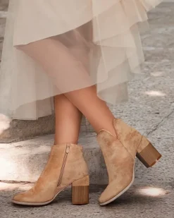 Online Botki damskie eko zamszowe Ovi Botki Z Delikatnym Ociepleniem|Botki Na Słupku