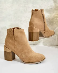 Online Botki damskie eko zamszowe Ovi Botki Z Delikatnym Ociepleniem|Botki Na Słupku