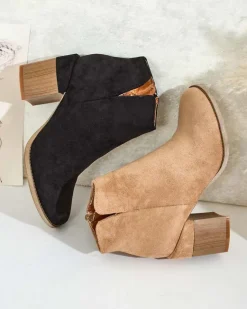 Online Botki damskie eko zamszowe Ovi Botki Z Delikatnym Ociepleniem|Botki Na Słupku