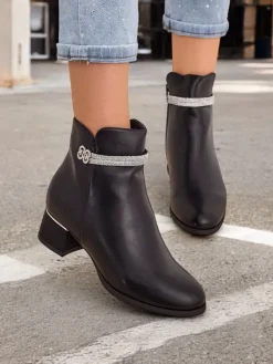 Best Botki damskie Etitto Botki Z Delikatnym Ociepleniem|Botki Na Słupku