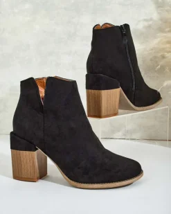 New Botki damskie eko zamszowe Ovi Botki Z Delikatnym Ociepleniem|Botki Na Słupku