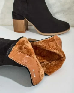 New Botki damskie eko zamszowe Ovi Botki Z Delikatnym Ociepleniem|Botki Na Słupku