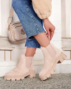 Botki damskie Solleh Botki Bez Ocieplenia|Botki Na Płaskim Obcasie