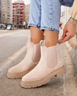 Hot Botki damskie z ozdobnym paskiem Ozzoas Botki Z Delikatnym Ociepleniem|Botki Na Płaskim Obcasie