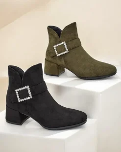 Best Botki damskie na niskim słupku Vetti Botki Z Delikatnym Ociepleniem|Botki Na Słupku