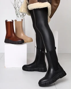 Discount Botki damskie na platformie w kolorze m Couell Botki Z Delikatnym Ociepleniem|Botki Na Platformie