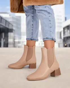 New Botki damskie na niskim słupku Eterra Botki Z Delikatnym Ociepleniem|Botki Na Słupku