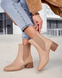 New Botki damskie na niskim słupku Eterra Botki Z Delikatnym Ociepleniem|Botki Na Słupku