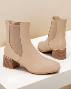 New Botki damskie na niskim słupku Eterra Botki Z Delikatnym Ociepleniem|Botki Na Słupku