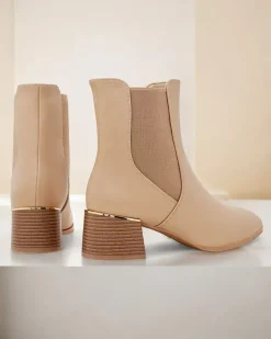 New Botki damskie na niskim słupku Eterra Botki Z Delikatnym Ociepleniem|Botki Na Słupku