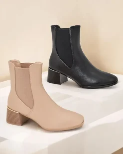 New Botki damskie na niskim słupku Eterra Botki Z Delikatnym Ociepleniem|Botki Na Słupku