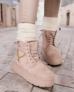 Hot Botki damskie sznurowane Woruces Śniegowce|Botki Z Delikatnym Ociepleniem