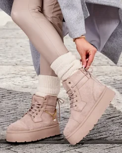 Hot Botki damskie sznurowane Woruces Śniegowce|Botki Z Delikatnym Ociepleniem
