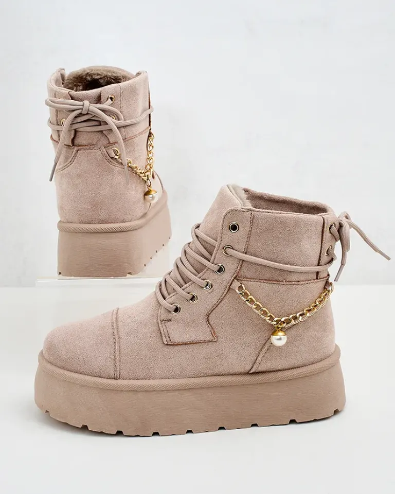 Hot Botki damskie sznurowane Woruces Śniegowce|Botki Z Delikatnym Ociepleniem