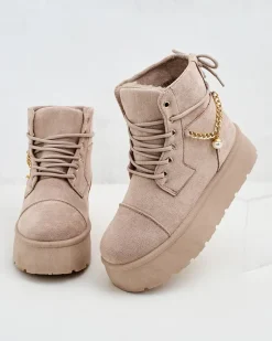 Hot Botki damskie sznurowane Woruces Śniegowce|Botki Z Delikatnym Ociepleniem