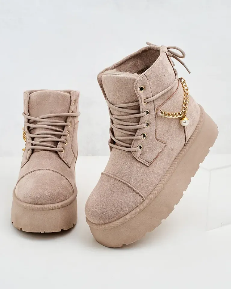 Hot Botki damskie sznurowane Woruces Śniegowce|Botki Z Delikatnym Ociepleniem