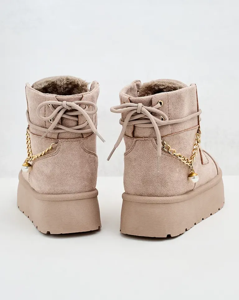 Hot Botki damskie sznurowane Woruces Śniegowce|Botki Z Delikatnym Ociepleniem
