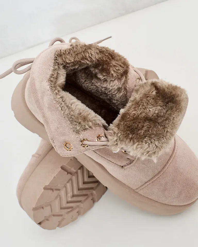 Hot Botki damskie sznurowane Woruces Śniegowce|Botki Z Delikatnym Ociepleniem