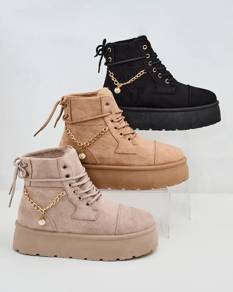 Hot Botki damskie sznurowane Woruces Śniegowce|Botki Z Delikatnym Ociepleniem