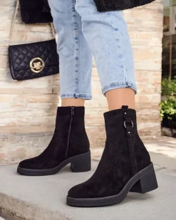 Hot Botki damskie na słupku Boron Botki Z Delikatnym Ociepleniem|Botki Na Słupku