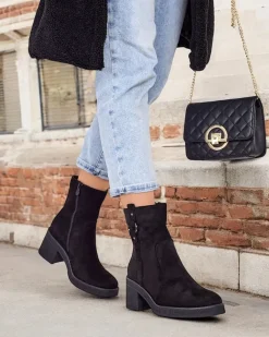 Hot Botki damskie na słupku Boron Botki Z Delikatnym Ociepleniem|Botki Na Słupku