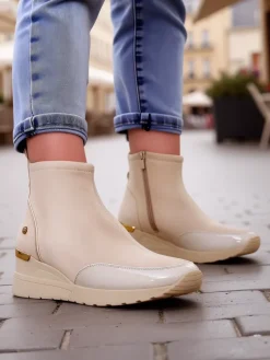 Sale Botki damskie na koturnie Zarricos Botki Z Delikatnym Ociepleniem|Botki Na Koturnie