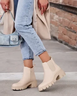 Hot Botki damskie na słupku Velly Botki Bez Ocieplenia|Botki Na Słupku