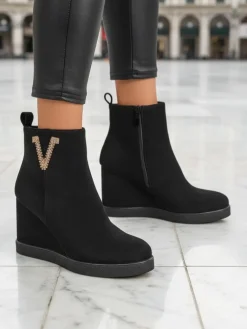 Online Botki damskie na koturnie Nerias Botki Z Delikatnym Ociepleniem|Botki Na Koturnie