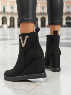 Online Botki damskie na koturnie Nerias Botki Z Delikatnym Ociepleniem|Botki Na Koturnie