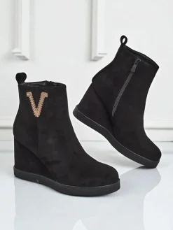 Online Botki damskie na koturnie Nerias Botki Z Delikatnym Ociepleniem|Botki Na Koturnie