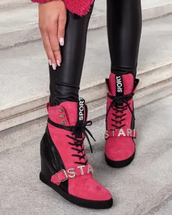 New botki na koturnie damskie Ronii Botki Bez Ocieplenia|Botki Na Koturnie