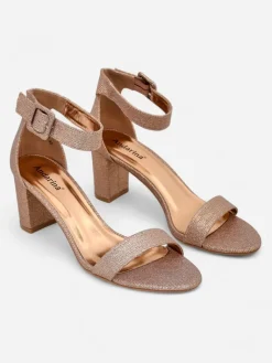 Brokatowe damskie sandały Montrea Sandały Na Słupku