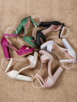 Online Brokatowe damskie sandały Vobetta Sandały Na Słupku