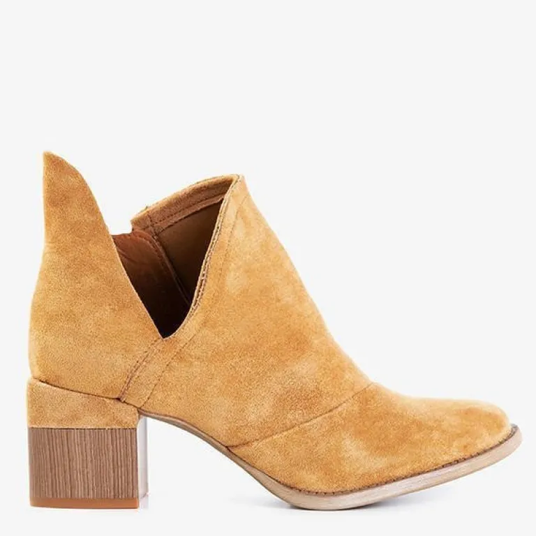 Online Brązowe damskie botki na słupku Jeneuer Botki Bez Ocieplenia|Botki Na Słupku