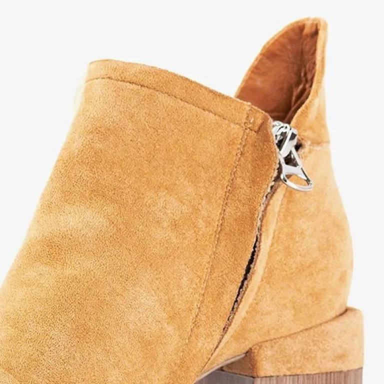 Online Brązowe damskie botki na słupku Jeneuer Botki Bez Ocieplenia|Botki Na Słupku