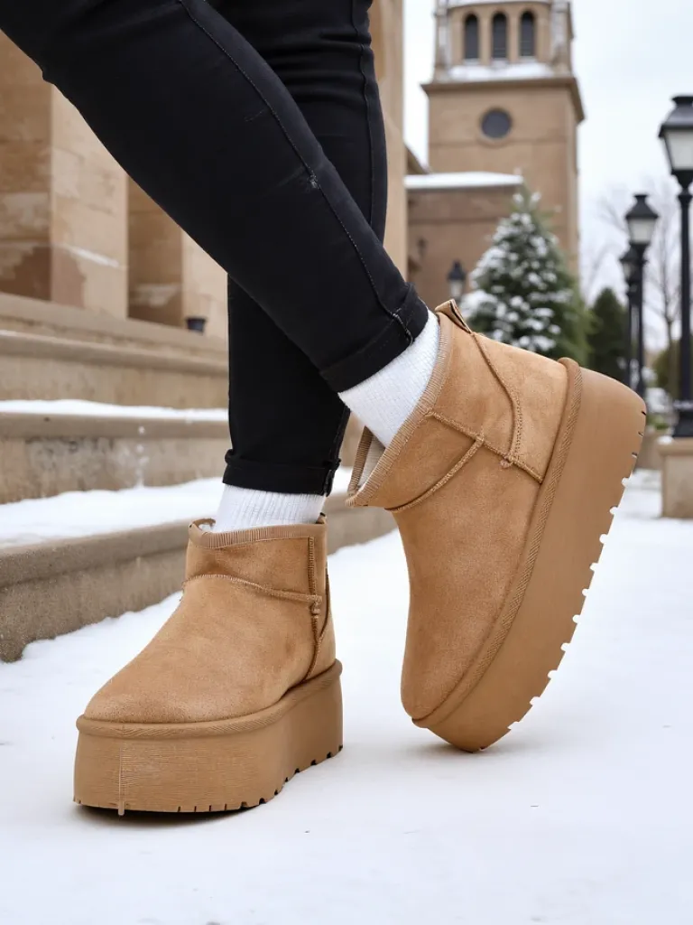 Online Buty a'la śniegowce damskie na platformie Dagodo Śniegowce|Botki Z Delikatnym Ociepleniem