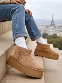 Online Buty a'la śniegowce damskie na platformie Dagodo Śniegowce|Botki Z Delikatnym Ociepleniem