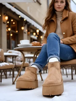 Online Buty a'la śniegowce damskie na platformie Dagodo Śniegowce|Botki Z Delikatnym Ociepleniem