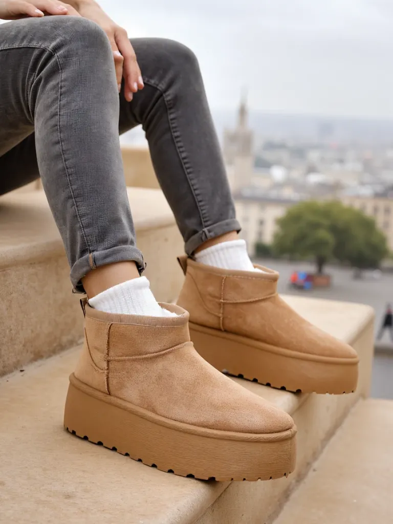 Online Buty a'la śniegowce damskie na platformie Dagodo Śniegowce|Botki Z Delikatnym Ociepleniem