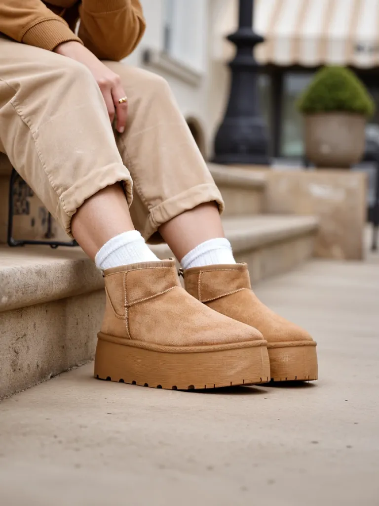 Online Buty a'la śniegowce damskie na platformie Dagodo Śniegowce|Botki Z Delikatnym Ociepleniem