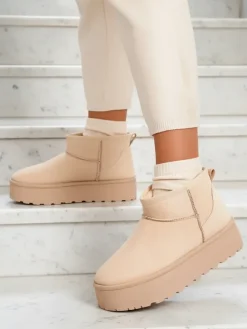 Discount Buty a'la śniegowce damskie na platformie Dagodo Śniegowce|Botki Z Delikatnym Ociepleniem