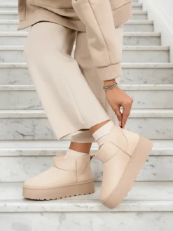 Discount Buty a'la śniegowce damskie na platformie Dagodo Śniegowce|Botki Z Delikatnym Ociepleniem