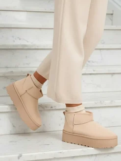 Discount Buty a'la śniegowce damskie na platformie Dagodo Śniegowce|Botki Z Delikatnym Ociepleniem